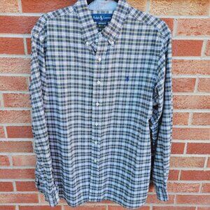 Ralph Lauren Plaid Button Down Shirt Custom Fit Men's Size XL 100% Cotton